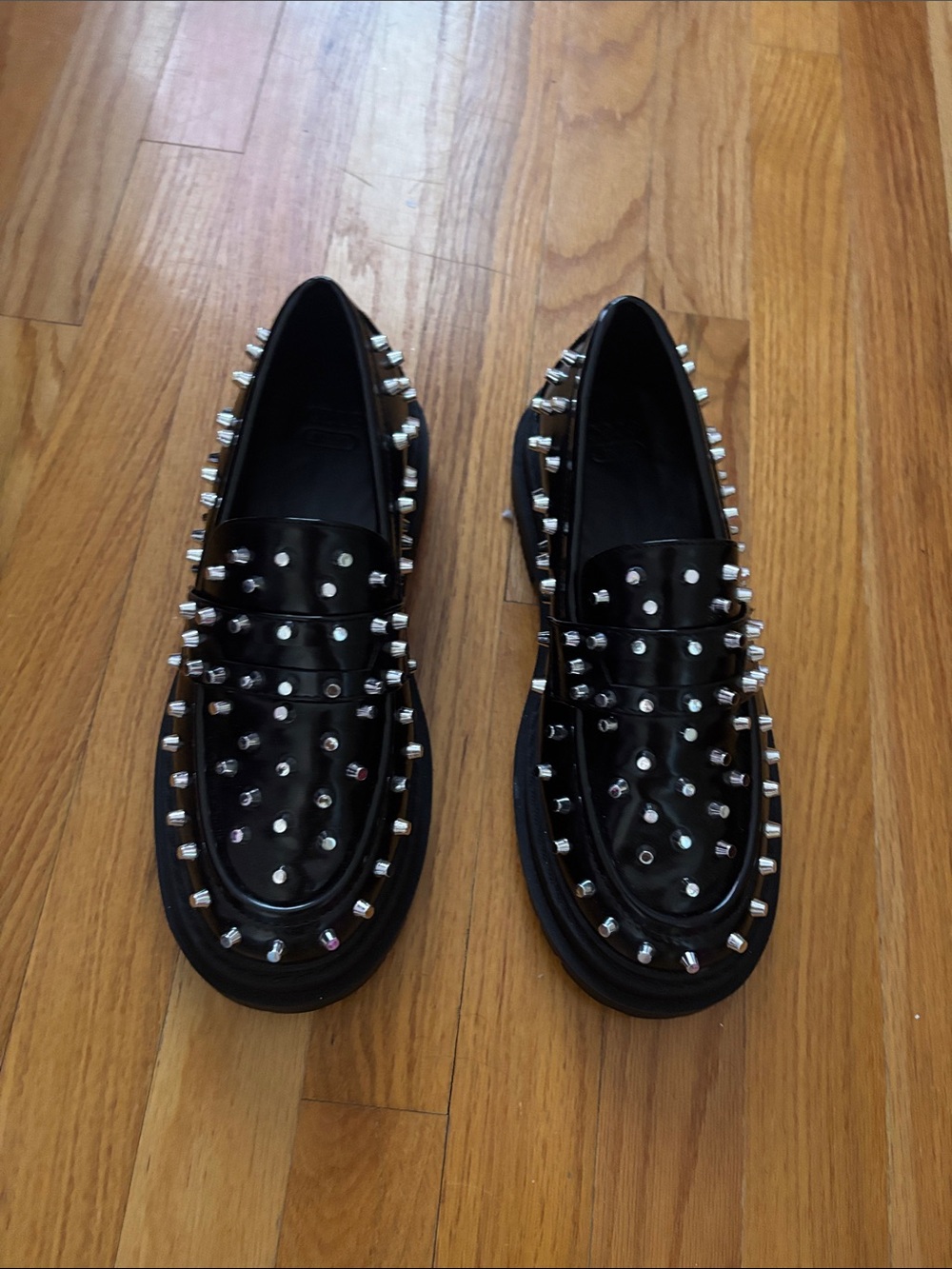 ASOS Black Studded Patent Loafers- Size 7